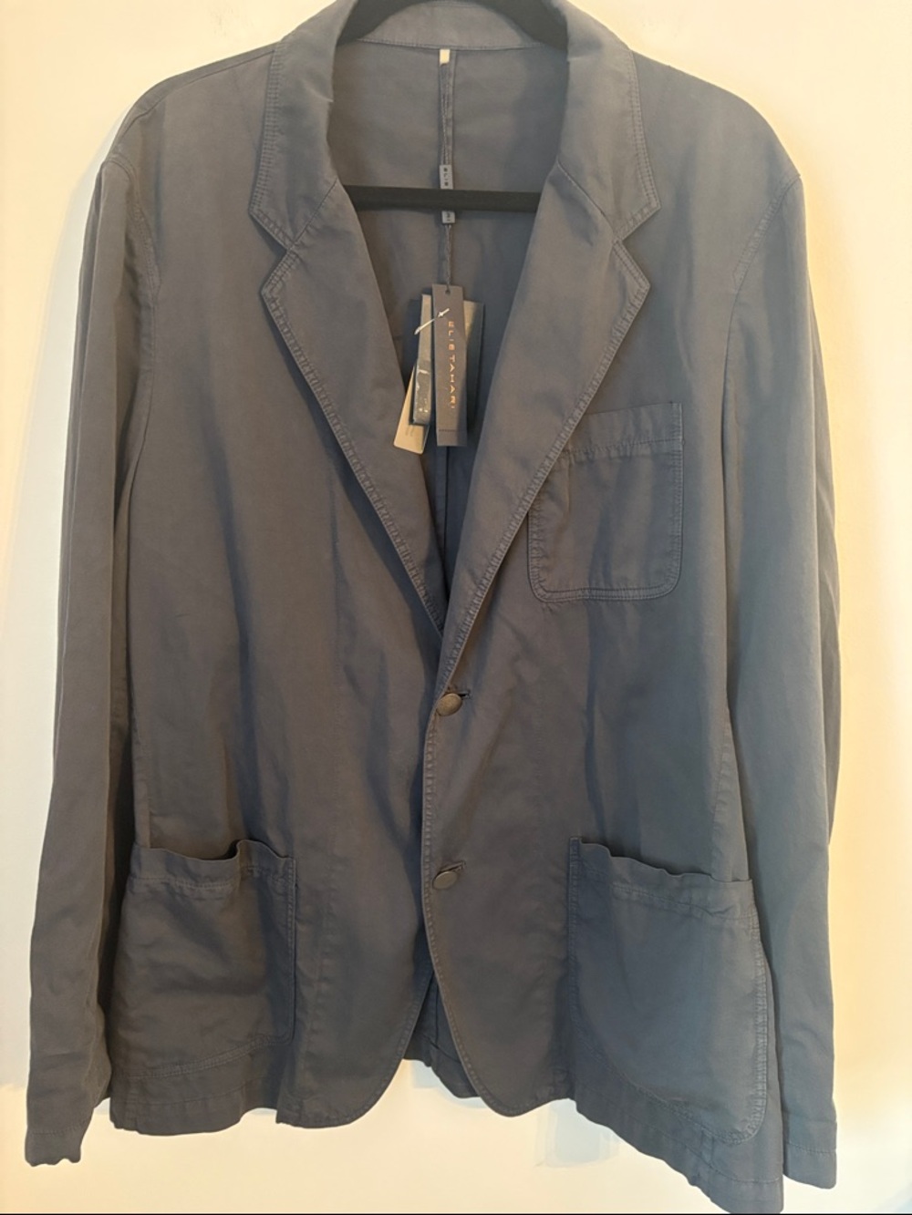 Elie Tahari Quentin Jacket Blazer Blue Casual Piece Dyed Size 46 NWT